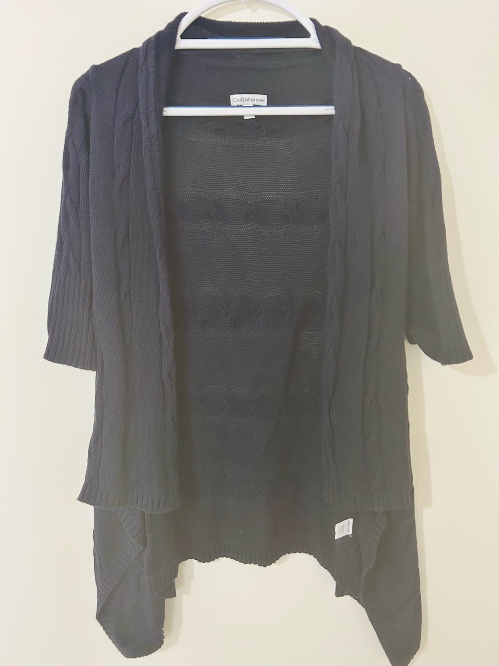 Croft & Barrow Navy Blue Cable Knit Open Front Cardigan Sweater XL
